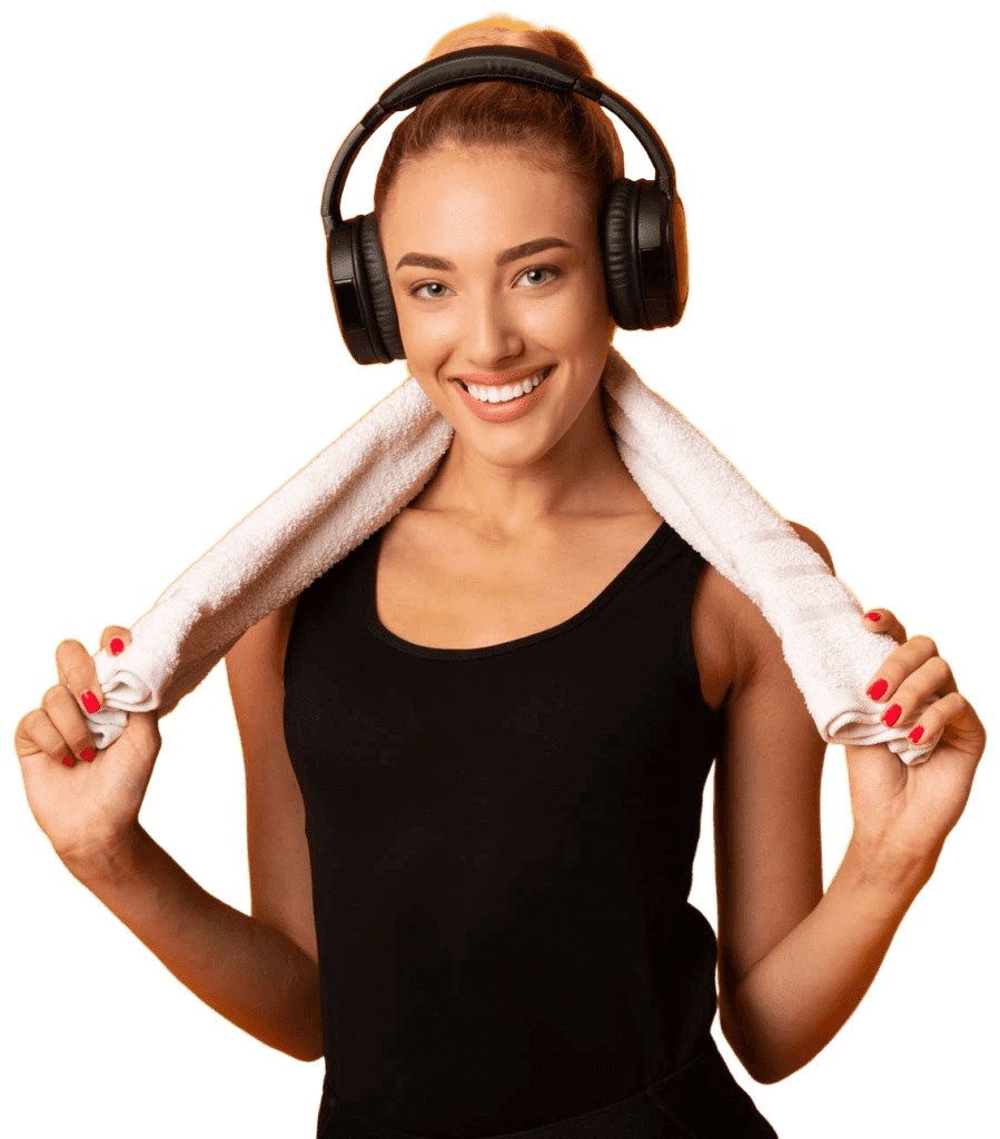 woman in earphones listening to music after exerci 1 – MYFITAPE